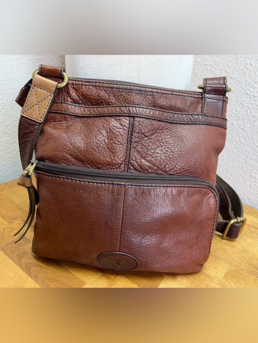 Fossil Long Live Vintage 1954 Leather Cargo Crossbody Bag Brown - Picture 8 of 15